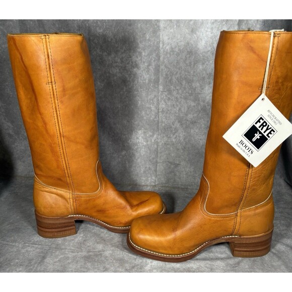 FRYE Boots Mens 9.5 Campus Boots Orange Sunrise Vintage 80s New With Tags - Picture 9 of 11